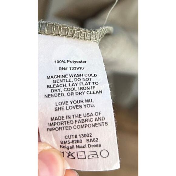 Show Me Your Mumu Abigail Maxi Dress Moss Green Luxe Satin XL NWT - Picture 8 of 10